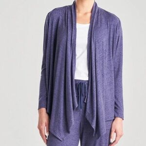 NATORI Brushed Hacci Cardigan - Heather Navy - Size LARGE - NWT
